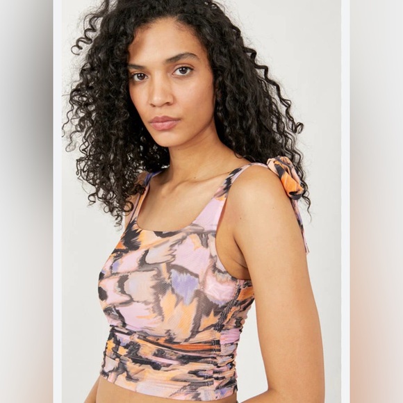Free People Tops - Free People Multicolor Tie-Shoulder Crop Top